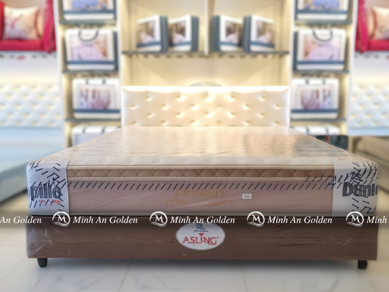 Divan Asling kết hợp cùng đệm Kim Cương cao cấp và đầu giường bọc da sang trọng Divan Asling kết hợp cùng đệm Kim Cương cao cấp và đầu giường bọc da sang trọng