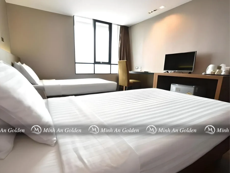 Mẫu chăn ga gối T300 thiết kế kẻ sọc