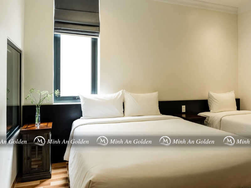 Chăn ga gối T300 với thiết kế tối giản, sang trọng cho khách sạn