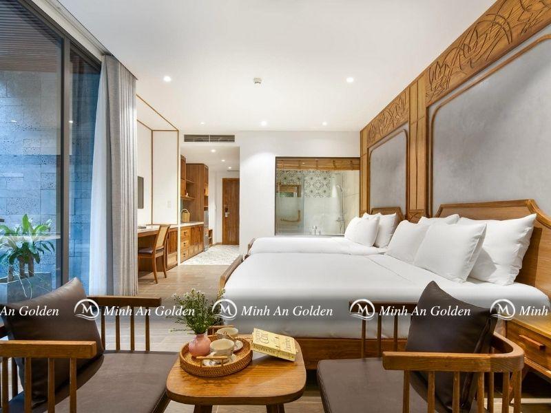 Chăn ga khách sạn Minh An Golden tại villa cao cấp ở Hội An