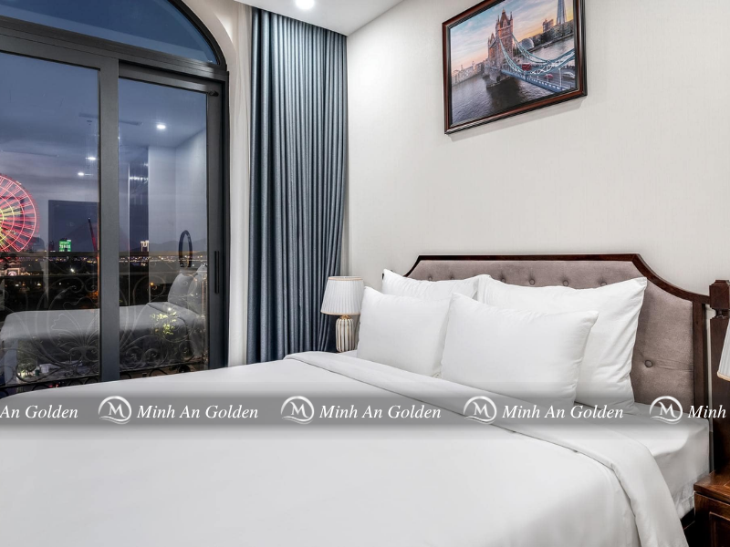 Mẫu chăn ga gối thiết kế trắng trơn