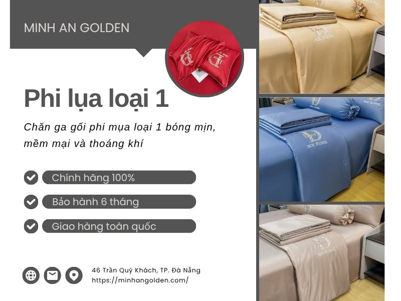 Minh An Golden cam kết cung cấp chăn ga gối phi lụa chính hãng Minh An Golden cam kết cung cấp chăn ga gối phi lụa chính hãng