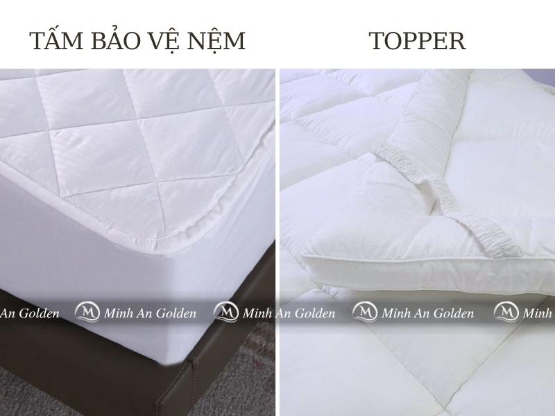 So sánh tấm bảo vệ nệm bọc chun với topper