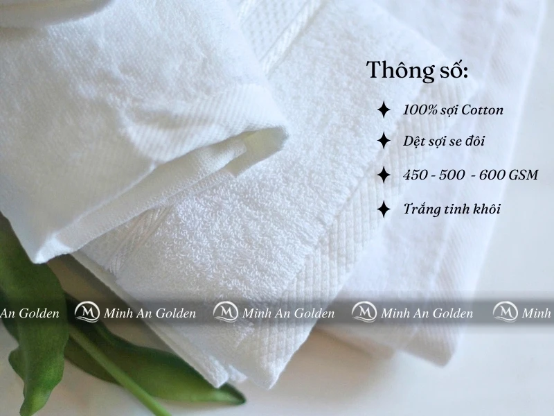 Bộ khăn trắng cotton khách sạn được sản xuất theo tiêu chuẩn kỹ thuật nghiêm ngặt