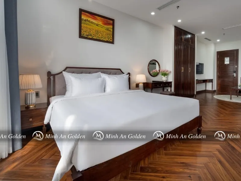 Chăn ga gối khách sạn T250 có độ bền cao, ít nhăn và dễ vệ sinh