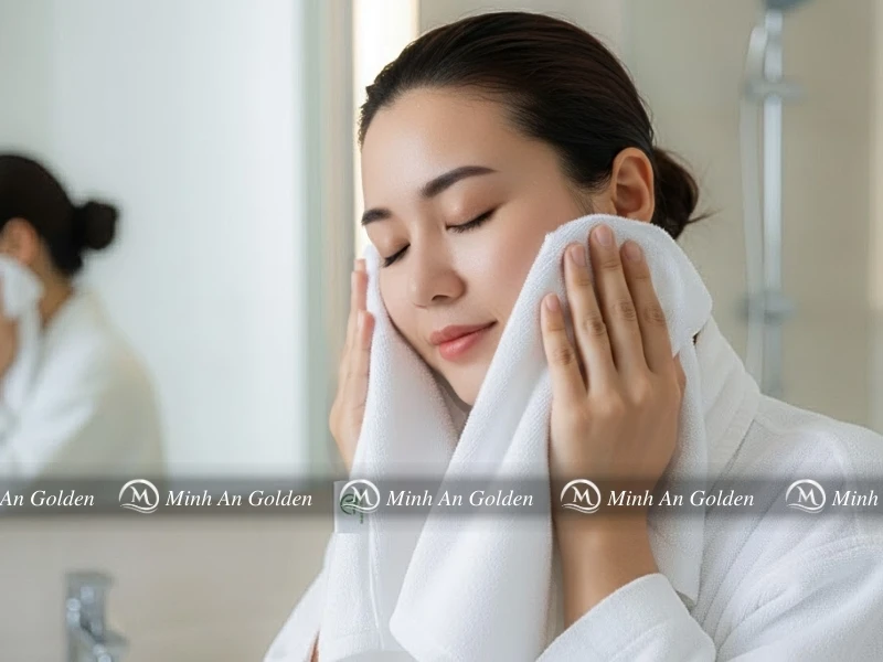 Khăn mặt được sử dụng trong phòng tắm khách sạn